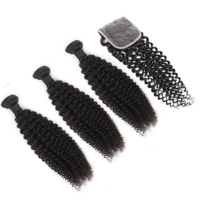 China Malaysian Curly Hair Bundles Manufacturers 18in HD Virgin Curly Kinky Curly Human Hair Bundles With Closure for sale