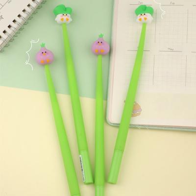 China Normal Cute Promotional Korean Vegetable Cute Creative Girl Green Small Measure Gel Colored Erasable Flip Pens Gift Erasable Pens for sale