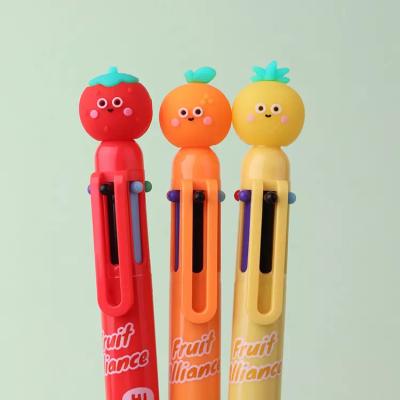 China Popular KUKI Fruit Union Ballpoint Pen Multi Color Ballpoint Pens For Kids Gift School Textbook Supplies Stationery Luxury Tips for sale