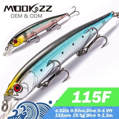 China ABS Plastic MOOKZZ  Wholesale 3D Eyes Floating Minnow Fishing Lure Artificial Hard Bait Pesca Bass Fishing Light Twitching Hard Lure for sale