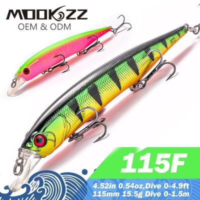 China ABS Plastic MOOKZZ  115mm 15g New Bait Jerkbait 3D Eyes Hard Bait Minnow Plastic Hard Fishing Lures Wholesale for sale