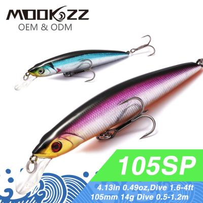 China ABS Plastic MOOKZZ  105mm 14g 3D Eyes Wholesale Unpainted Plastic Floating Fishing Bait Minnow Lure Artificial Hard Bait Saltwater for sale