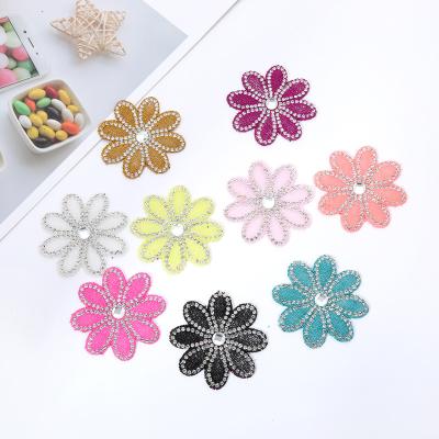 China 3D Custom Iron on Glass Crystal Rhinestone Flower Patch Color Rhinestones Applique Patches for Garment for sale