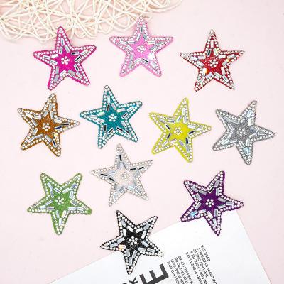 China 3D Hot Sale Crystal  Star Patch  Rhinestone Sequin Color  star Sparkly  Star Iron on Patch  for Garment for sale