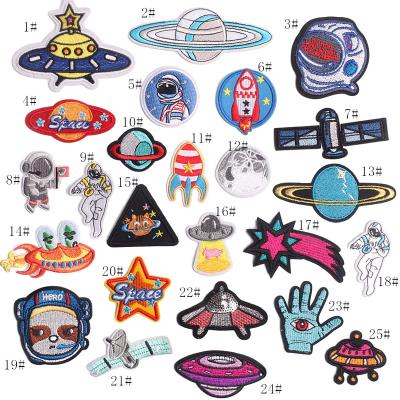 China 3D Custom Astronauts Cartoon Iron on Patches Pattern Embroidery Fabric Patches Chenille Patch for Garment for sale