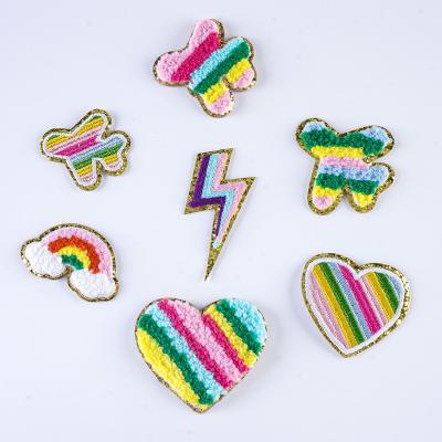 China 3D Chenille Patch Glitter Iron On Patch Adhesive Sewing Appliques for Clothing for sale