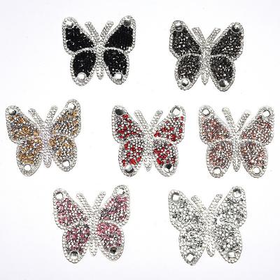 China 3D NEW Rhinestones Butterfly pattern handmade iron on DIY back glue rhinestone hot melt adhesive clothes patch for sale