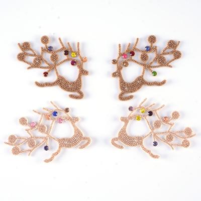 China 3D NEW  Iron on Rhinestone Sika Deer Patch animals 3D  Crystal Patch for Clothing for sale