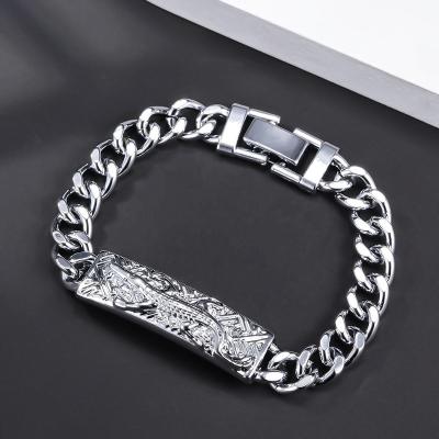 China New Fashion Fashion Trendy Quality Cuban Bracelet Hip Hop Silver Plated Bracelet for sale