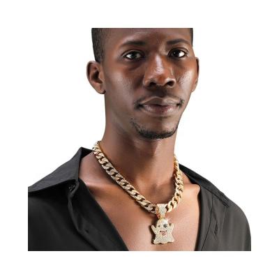 China 2022 Fashion Men's Full Hip Cuban Necklace Mens Rhinestone Shaped Diverse Trending Rhinestone Necklace Cuban Hop Necklace for sale