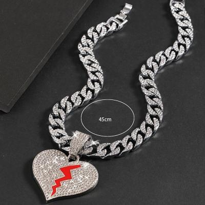 China Fashion Personalized Small Silver Cuban Hip Hop Necklace Men Full Rhinestone Necklace And Pendant for sale