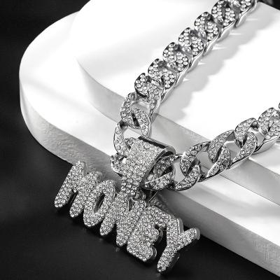 China Personality Pendant Necklace Fashion Vintage Diamond Letter Silver Necklace Jewelry for sale