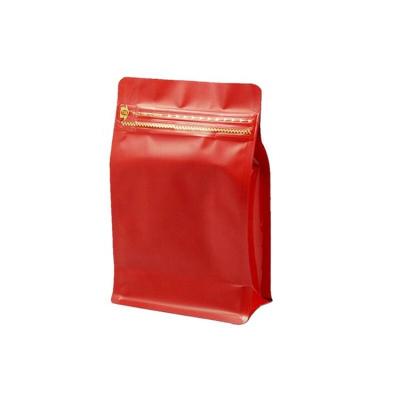 China Hot Selling 12oz Moisture Proof Flat Coffee Bag Square Bottom Side Zipper Coffee Beans Bag With Custom Logo for sale