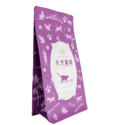 China 8 Side Seal Flat Square Bottom Large Capacity Custom Printed Moisture Proof Cat Litter Pet Food Storage Packaging Zipper Bags for sale