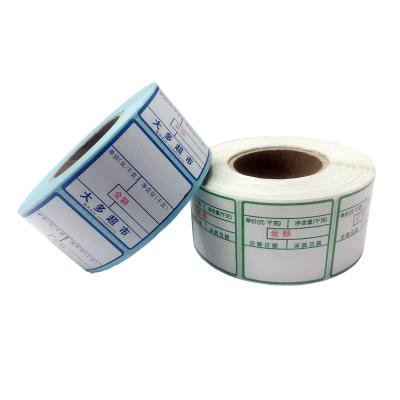 China Customized Heat Sensitive Adhesive White Preprinted Thermal Scale Weigh Food Label For Scale Printer Supermarket for sale