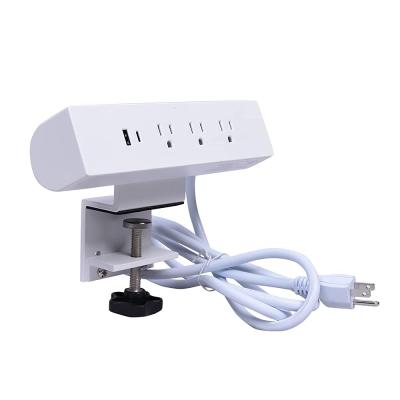 China Residential/Multi-Purpose Desk Clamp Mounted Table Outdoor USB A and USB C Port 3AC USA Power Outlet Furniture Power Fast Charging Strip for sale