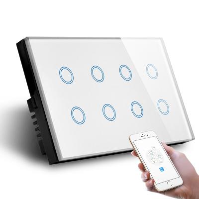 China Smart Wall Switch Touch WIFI 8Gang Socket TUYA Life Control Compatible with Alexa and Google Home Switch Power Strip Snope Home for sale