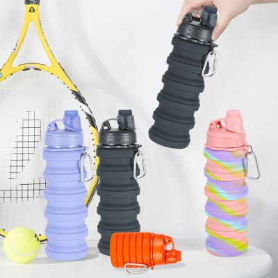 China New Contemporary Promotional Outdoor Eco Friendly Silicone Collapsible Water Bottle 500ml Sports Bottle For Women Men Kids for sale