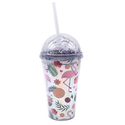 China Beautiful Sustainable Creative Water Cup Customized 450ML Plastic Water Bottle With Straw for sale