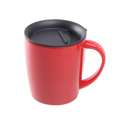 China Sustainable Wholesale European Style Coffee Mug Vacuum Stainless Steel Cup With Handle And Lid for sale