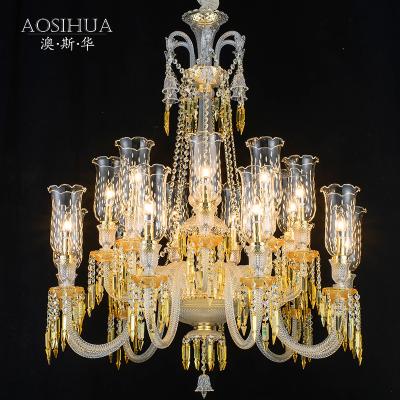 China AOSIHUA Style Gold European Style Luxury Curved Crystal Glass Chandelier Type, Hotel Villa Living Room Bedroom Europe Chandelier for sale