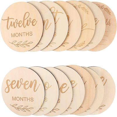 China United States Hello New World Wood Card For Baby Newborn Disc Blanket Birth Wooden Card Discs Babies Monthly Baby Milestone Cards for sale