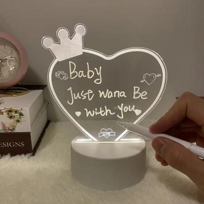 China Gifts & Crafts Creative Novelty Gifts Ideas LED Message Board Business Promotional Crafts 3D Night Light Note Board Lighting Gift Set for sale