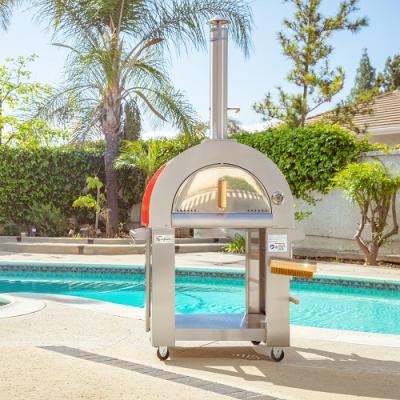 China outdoor kitchen bbq pizza oven 4 wheels stainless steel door wood fire commercial portable pizza oven for sale for sale