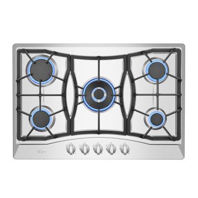 China 30 Inch Silver Gas Stove Cooktop Stainless Steel 5 Heating Elements Gas Stove for sale