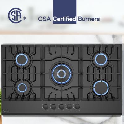 Κίνα Empava 30 Inch Kitchen Master Glass Gas Stove Black 5 Burner tempered glass top gas stove προς πώληση