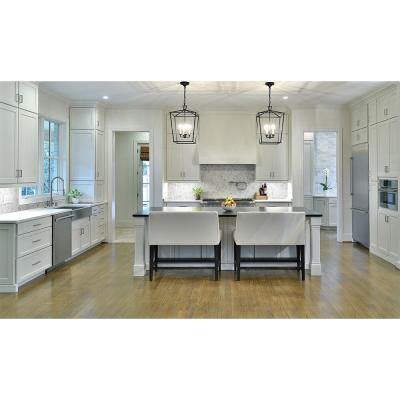 China Durable Custom Size Shaker Style Wood Kitchens With Islands Designs White Cabinets for sale