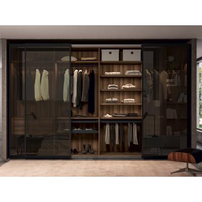 China Fashion Design Durable Lacquer Glass Door Modern Wardrobe Cabinet For Large Villa Bedroom for sale