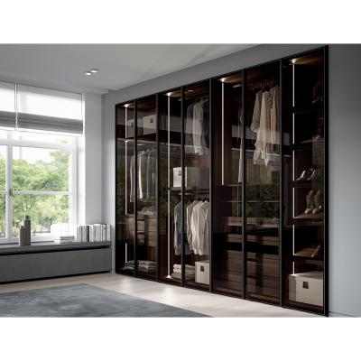 China Durable luxury design aluminum glass door bedroom hinged wardrobe for villa for sale