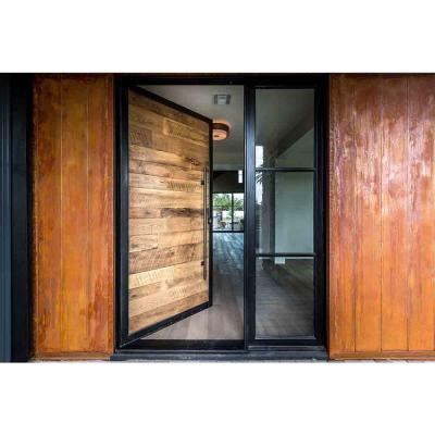 China Modern Contemporary Design American Oak Wood Front Glass Pivot Door Exterior for sale