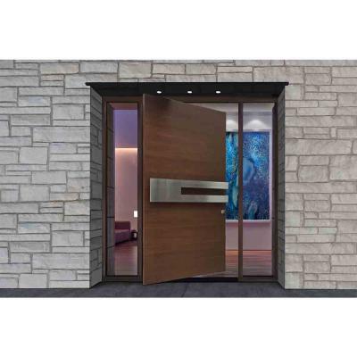 China Front Entrance Modern American Steel Pivot Wood Doors With Glass Sidelights for sale