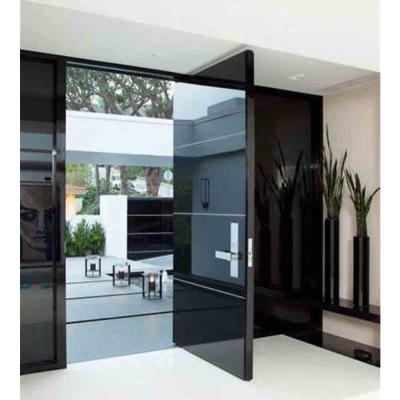 China Modern Design Modern Black Mirror Finish Large Stainless Steel Pivot Door With Smart Lock for sale