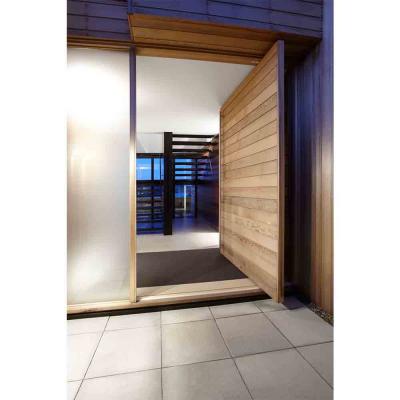 China Modern American Mahogany Solid Wood Entry Pivot Doors With Black Handle for sale