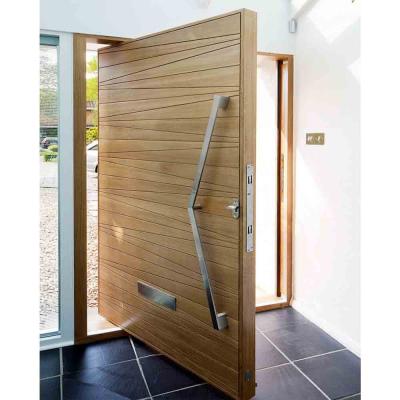 China Modern Custom American Solid Teak Wood Veneer Entry Pivot Door For Villa for sale