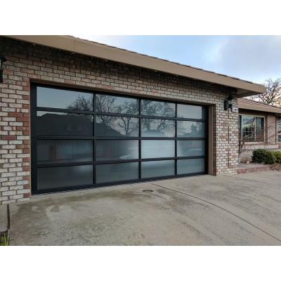 China Modern Garage Aluminum Profile Steel Sectional Automatic Frosted Glass Door for sale