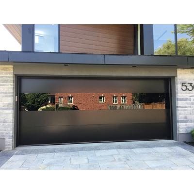 China Modern Remote Control Modern Up Folding Steel Glass Panel Garage Door for sale