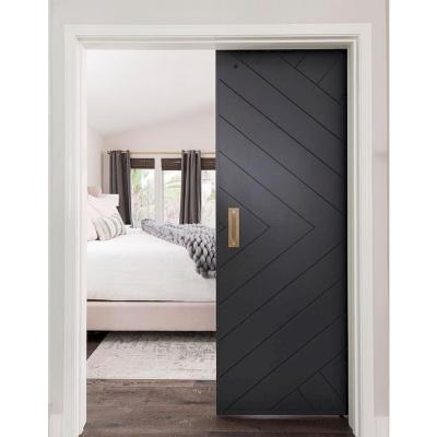 China Modern Lightweight Gray Color Antique American Style Red Oak Wood Timber Sliding Barn Door With Hardware for sale