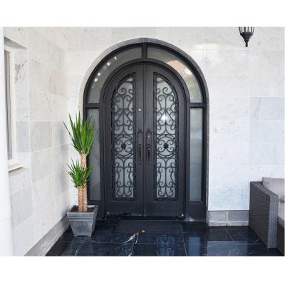 China Modern Exterior Fire Rated Black Baking Finish Entry Double Door for sale