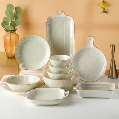 China Sustainable Hot Selling Nordic Vintage Ceramic Dinner Dish Set for sale