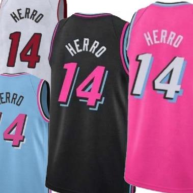 China 2020-21 Bam Adebayo 14 Tyler Herro 22 Jimmy Butler Vice Edition 13 Miami New Product Miami City Antibacterial Heat Pink Blue Tank Top for sale