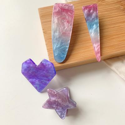 China Fancy European Korea Mini Fresh Starry Purple Sky Fairy Grip Clips Cute Acetate Hair Claws for sale