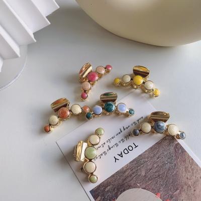 China Simple temperament and cute Korea first wholesale alloy hair accessories hairpin side Morandi color hair clip hair claws for women for sale