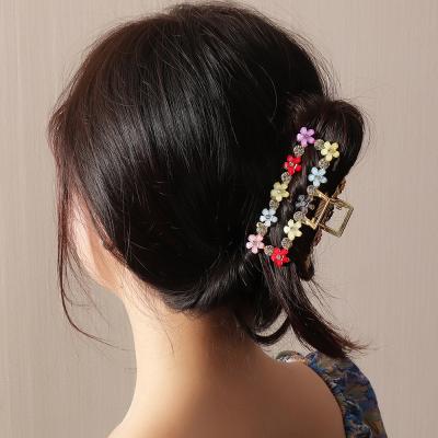 China Korea Crystal Flower Square Crescent Hollow Hair Barrette Thick Fancy Thin Hair Fancy Hot Alloy Hair Claws for sale