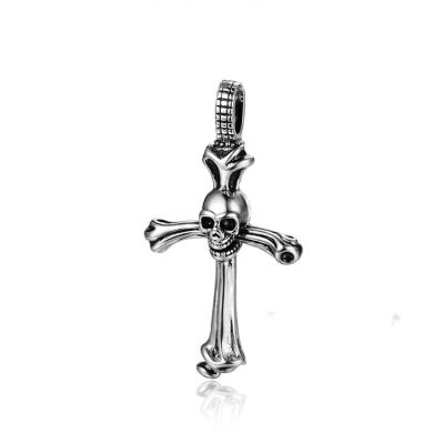 China Jesus Necklaces Stainless Steel Cross Necklace Punk Skeletons Christian Cross For Men for sale