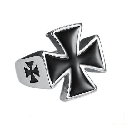 China Vintage Religious Personalized Mens Ring Stainless Steel Cross Ring for sale