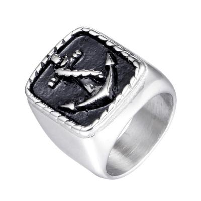 China Europe Hot Seller FASHIONABLE Stainless Steel Anchor Adjusts Rings Titanium Steel Ring For Men for sale